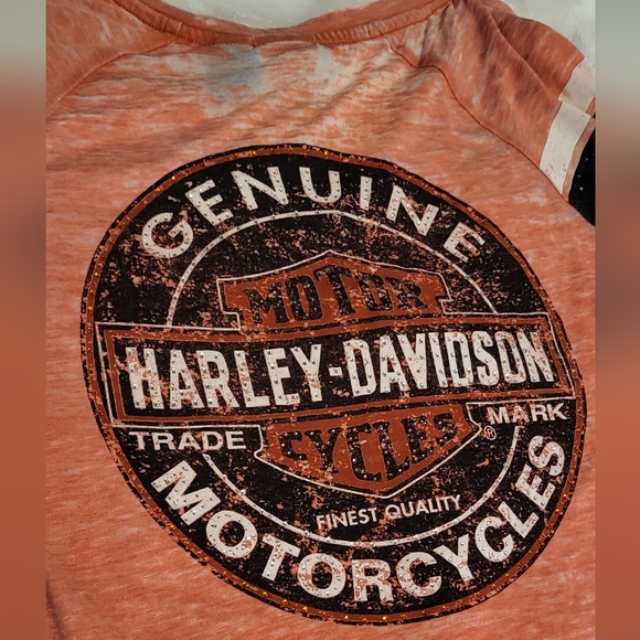 Harley-Davison top size Medium orange with rhinestone - Picture 9 of 13